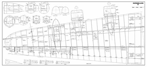 Short Sunderland II 136 inch flying boat Scale RC AIrplane Printed Plans - Picture 5 of 8