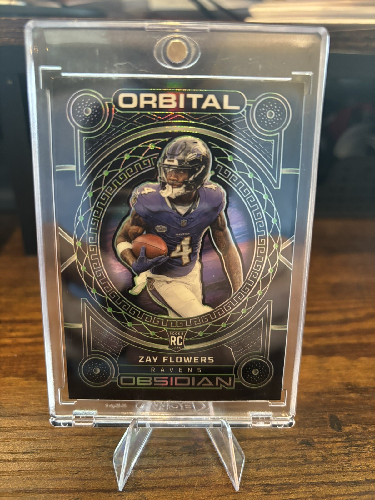 2023 Obsidian Orbital Green Etch ZAY FLOWERS Rookie RC /35 Ravens🔥