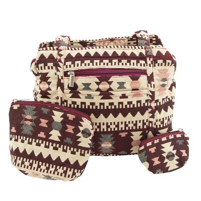 Canyon Sky Women's 3-Piece Sedona Jaquard Shoulder Bag and Pouch Set
