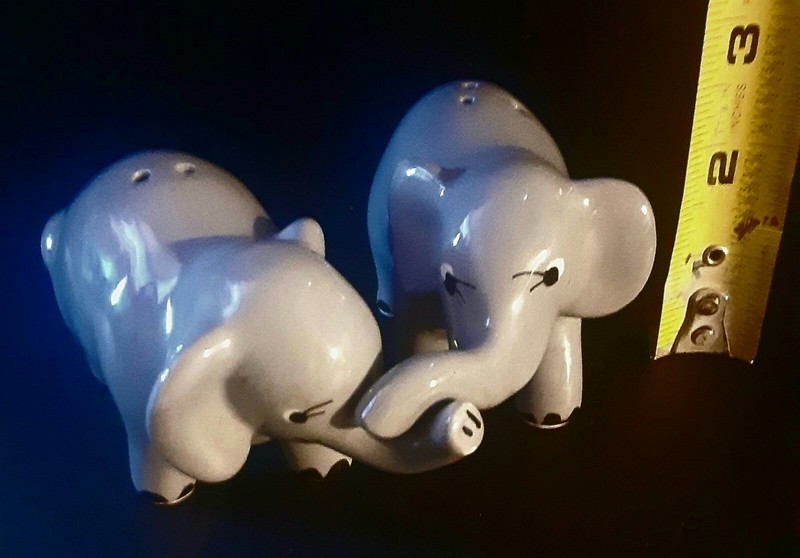Elephant Salt and Pepper Shakers American Atelier Collectible Ceramic 2" Gray