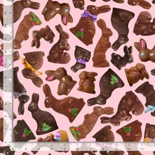 Easter Chocolate Bunny Fabric By Yard Bunnies Cotton Timeless Treasures CD3396