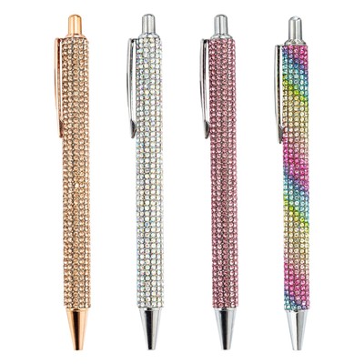 Rhinestone Ballpoint Pen Students Fashion Delicate Rhinestone Cover Press Brush