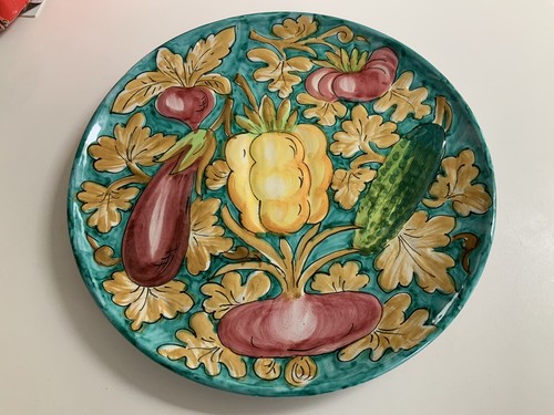 Made in Italy Pottery Platter Plate Hand Painted Wall Hanging 14.5” - Picture 6 of 6