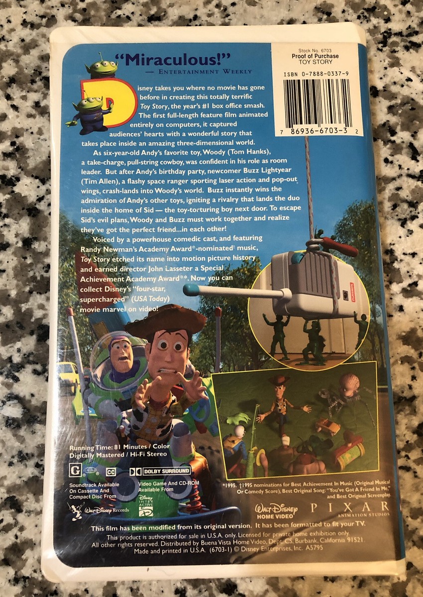 Walt Disney Pixar 1996 Toy Story VHS In Original Case #6703 | eBay