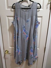 TORRID GRAY FLORAL JERSEY HANDERCHIEF FLUTED SHIRT DRESS NEW