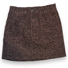 Old Navy Girls Size Medium/8 High-Waisted A-Line Brown Cheetah Corduroy Skirt