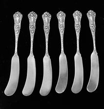 1897 George W Shiebler Sterling “American Beauty” Flat Handle Butter Spreaders