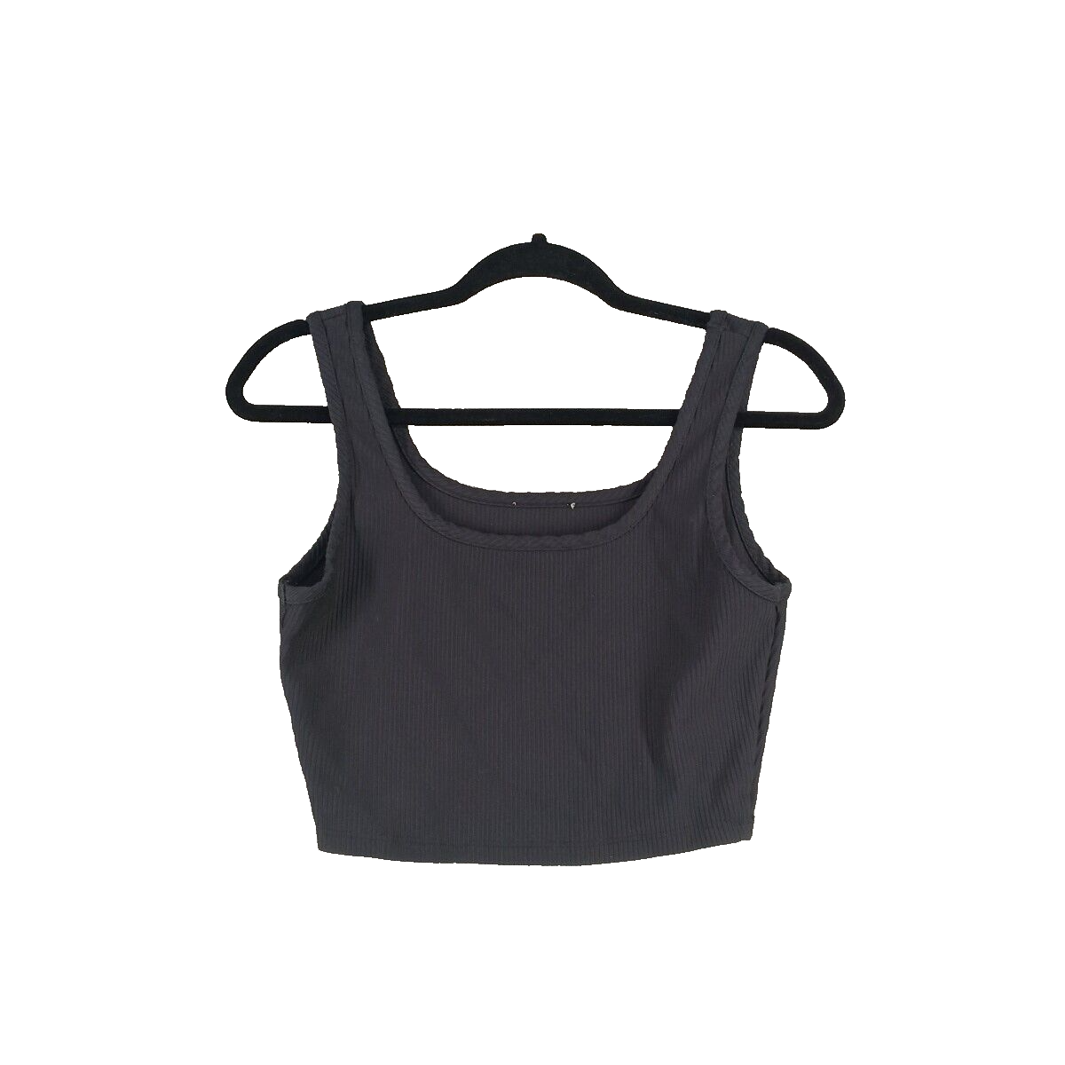 CROP TOP Tank Top Women Ribbed Knit Casual Black Y2K-image