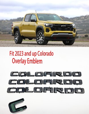 3PC Gloss black Door Rear Tailgate Colorado OVERLAY Letter Emblem 2023 and up