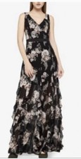 BCBGeneration Womens Gown Maxi Fall Dress Chiffon Ruffle Floral  Maxi S 4