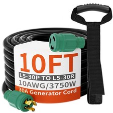 3 Prong 30 Amp Generator Cord 10 Feet Heavy Duty,NEMA L5-30P/L5-30R 10 Gauge ...