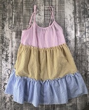 Shein Womens Medium Sundress Pink Yellow Blue Adjustable Strap Summer Dress