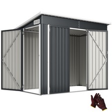 Outsunny Outdoor Storage Shed, 7.5 x 4.3ft Metal Garden Shed, Dark Grey