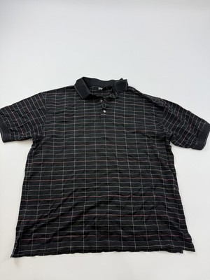 PING Collection Polo Shirt Mens Large Black Check Mercerized Cotton Golf Top
