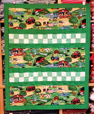New Hand Made  Hand Quilted "Old McDonald's Farm" Patchwork Baby Quilt