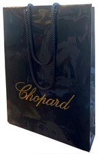 GRAND SAC NOIR BRILLANT CHOPARD LETTRES DORÉES CORDONS MARINE BRILLANTS