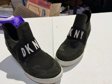 DKNY Women's Cosmos Slip-On Logo Camo Wedge Sneakers Size 9 M Black