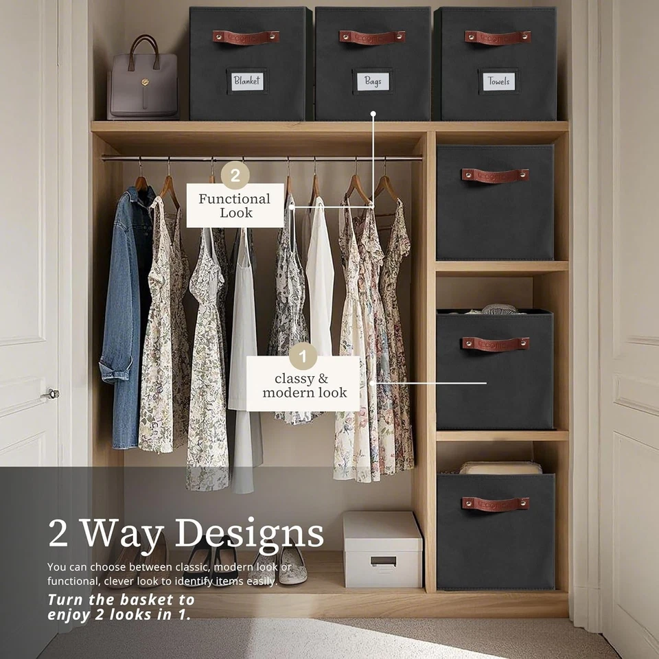 Contenedores de almacenamiento, cubo contenedor de almacenamiento con etiquetas, cubos de almacenamiento de tela Foto 4 de 4