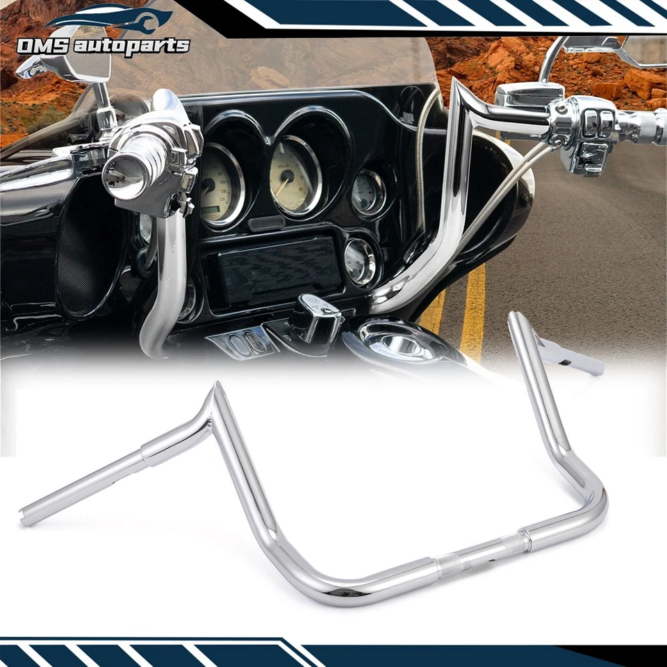Chrome 12" Meathook Bar Handlebar 1.25'' For Harley Touring Street Glide Electra - Image 4 of 4