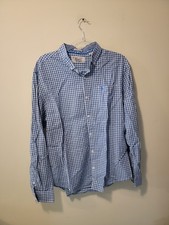 Original Penguin Heritage Slim Fit Button Front Shirt Men's XL Blue White Check