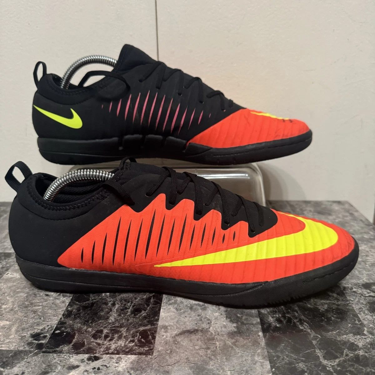 Nike MercurialX Finale II TF futsal shoes in a red, yellow, and