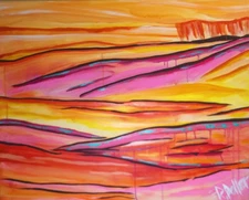 Titled "Desert Sunrise" Abstract Original Painting By Artist Rachael Potter