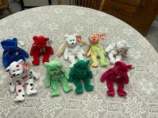 Lot Of 9 Bear Themed Vintage Ty Beanie Babies Retired . Excellent Condition.