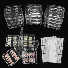 Acrylic Press On Nail Storage Box Display Case Organizer with Adhesive Tapes for