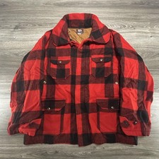 Vintage 50s Woolrich Mackinaw Coat Mens 48 XL Buffalo Plaid Wool Hunting USA
