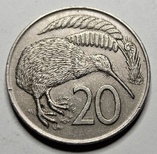 1969 New Zealand 20 Cents - Copper Nickel Coin - Kiwi - World Coin 