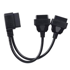 Right Angle OBD2 Splitter Y Cable, 16 Pin 1 Male Splitter to 2 Female