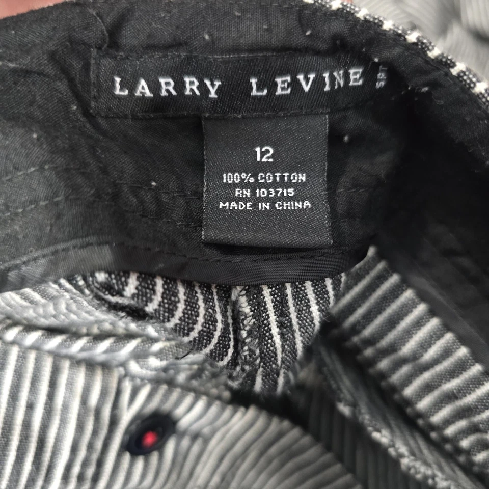 Larry Levine Pants Womens 12 Black White Striped Sailor Button Flare 100% Cotton - Image 2 of 4