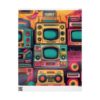 Retro Boombox Wrapping Paper | Vintage Music Gift Wrap | 80s & 90s Aesthetic