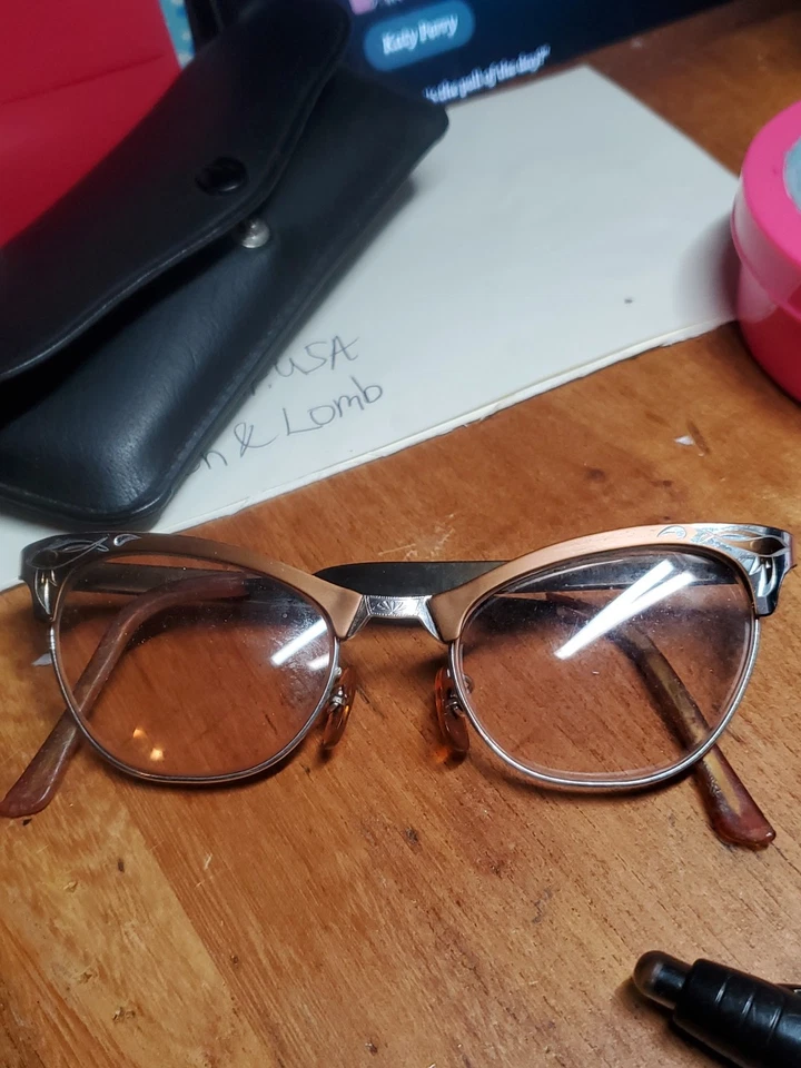 Gafas de ojo de gato semi sin montura vintage Bausch & Lomb 1/10 12k GF y conjunto de cristales Foto 4 de 4