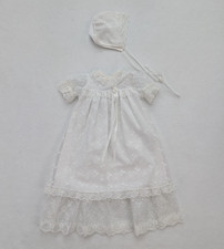 Vintage Baptism Christening Gown Bonnet Size 3 Months White
