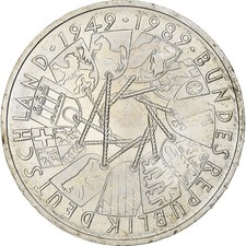 [#1116909] Federal Republic of Germany, 10 Mark, 1989, Karlsruhe, Silver, MS, KM
