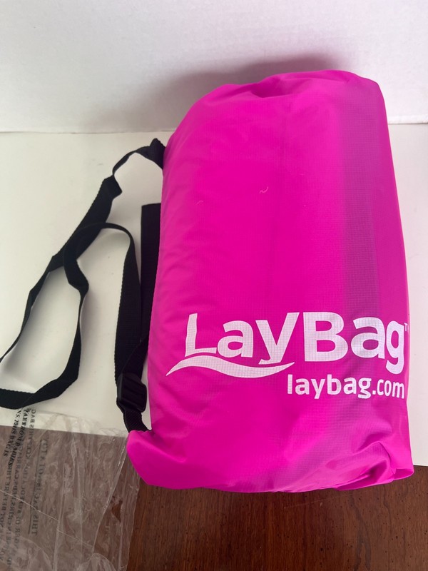 Pink LayBag Inflatible Lounge Chair NIB portable indoor outdoor beach fun