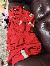 Halliburton Team Oilfield Antiflame Red Coveralls Sz 32x30 FR Reflective