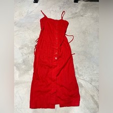 Urban outfitters Red Button-Down Dress medium linen blend