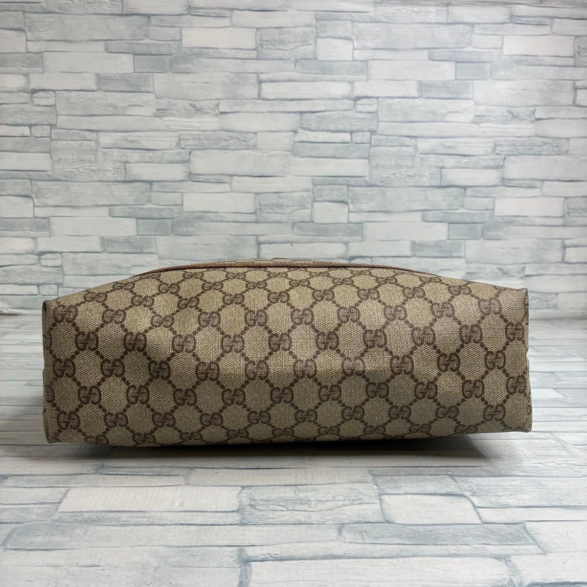 GUCCI GG Tote Bag Beige PVC Green Red Web Vintage Style Japan F/S USED thumbnail 21