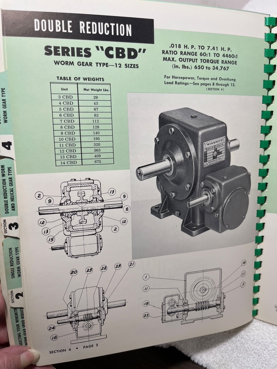 1955 WINSMITH SPEED REDUCERS CATALOG 155 Worm Gear Reduction Series Helical