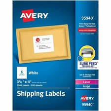 Avery White Shipping Labels Laser/Inkjet 3 1/...