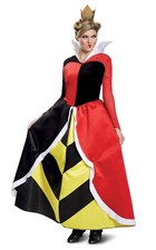 Disguise Women's Queen of Hearts Deluxe Adult Costume, red, L 12-14