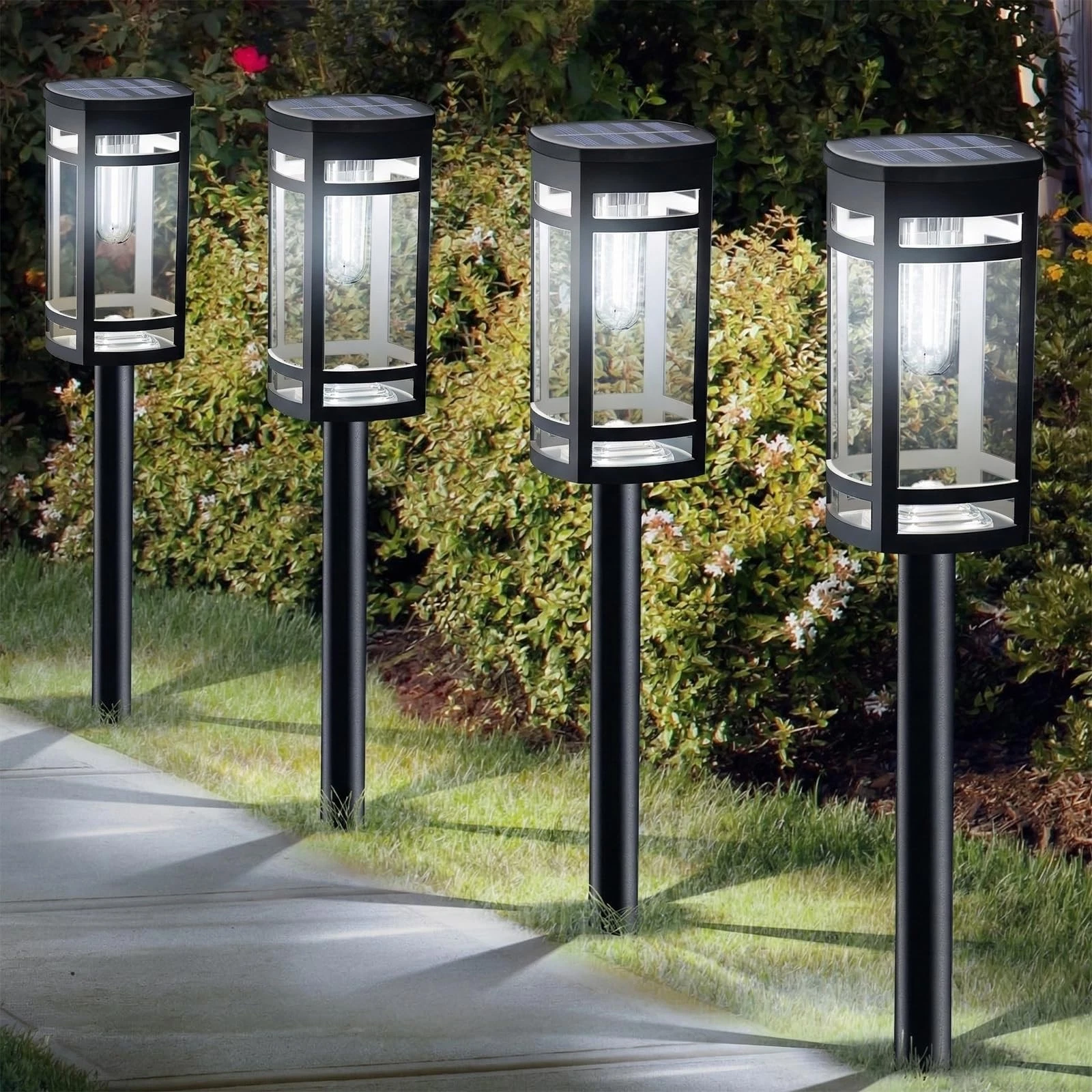 12 Pack Solar Lights Outdoor Waterproof for Garden Pathway Walkway Driveway Y...
