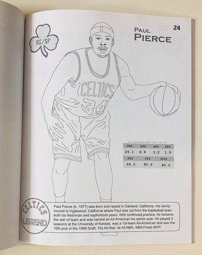Boston Celtics Then & Now Coloring Book NEW Legends Stars Stats Bio NBA Fan Gift - Picture 15 of 24