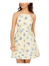 CITY STUDIO Womens Fit + Flare Mini Dress Yellow Sleeveless Evening Juniors 7