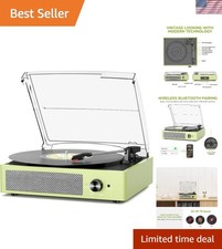 Portable Vinyl Player with Wireless Playback 2 Stereo Speakers - Wood Finish