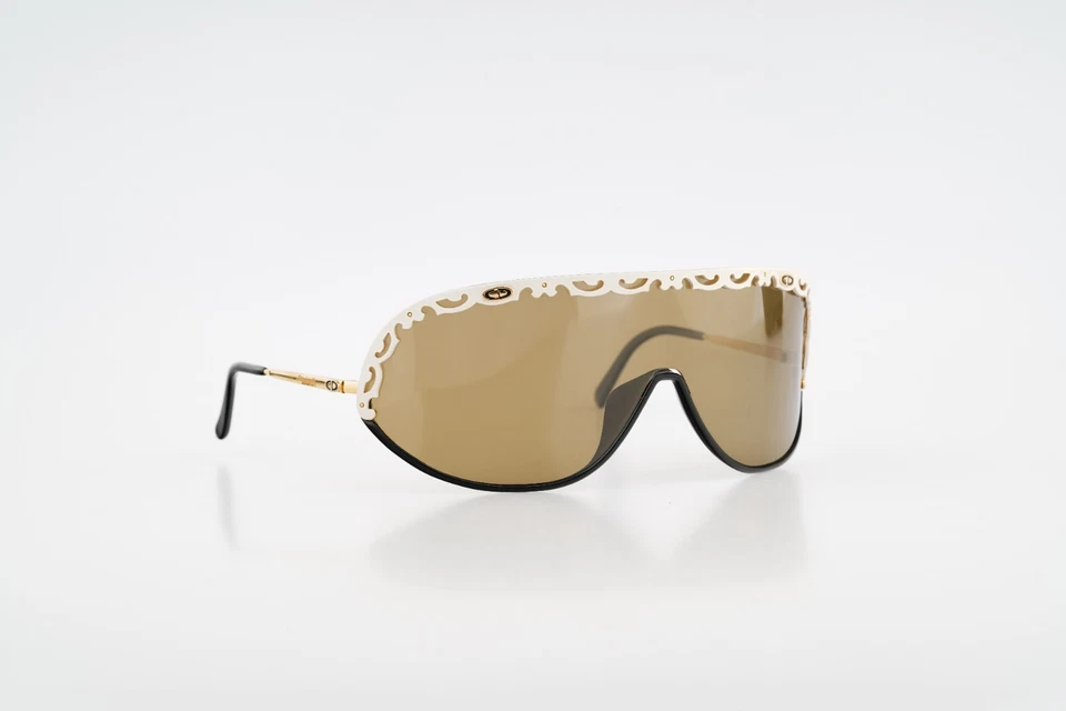 Christion Dior 2501 49, 90s black and white polarized wrap shiled sunglasses - Image 4 of 4