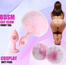 Silicone Anal Sex Plug Cat Claw Furry Tail Butt Plug Cosplay Costume BDSM Toy