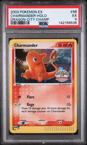 2003 POKEMON EX DRAGON CITY CHAMPIONSHIPS #98 CHARMANDER-HOLO PSA 5